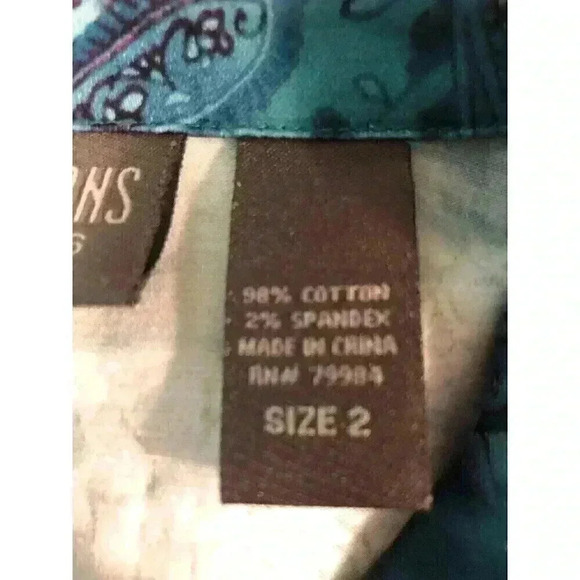 Chico's Addition Artsy Floral Jacket Pockets Sz 2 Large Deep Sky Blue L/S - Picture 7 of 7